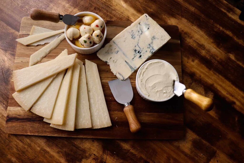 Italian charcuterie board is complete without a variety of cheeses